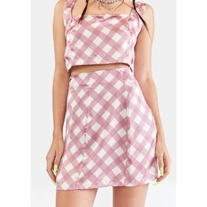 Glamorous Blush Diagonal Checkered Skirt NWT